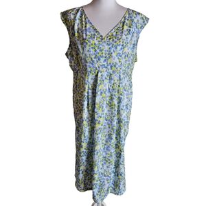 Gap Maternity Surplice Wrap Blue Yellow Circle Print Dress Sz L Sleeveless NWT